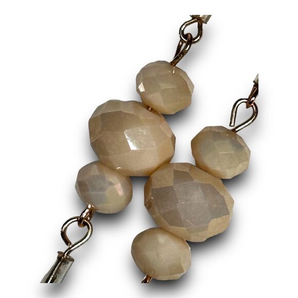 NY Faceted Iridencent Cream Glass Bead and Gold Statement Necklace - Picture 9 of 10